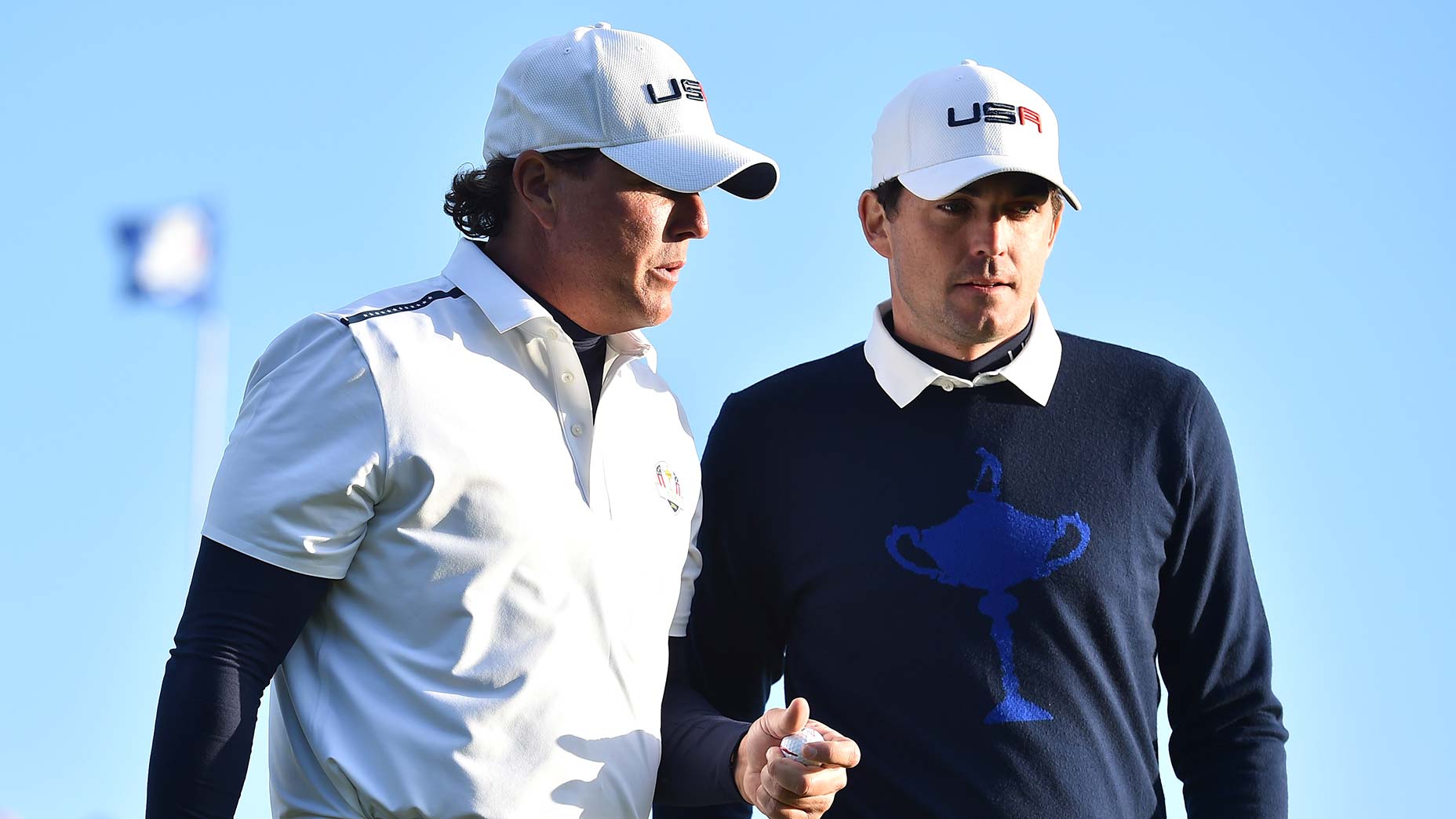 Phil Mickelson and Keegan Bradley at the 2014 Ryder Cup in Gleneagles, Scotland.