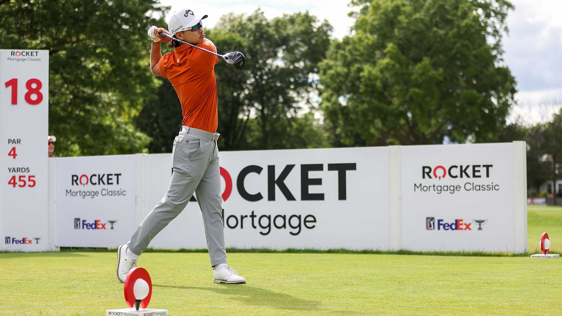 min woo lee tees off at the rocket mortgage classic