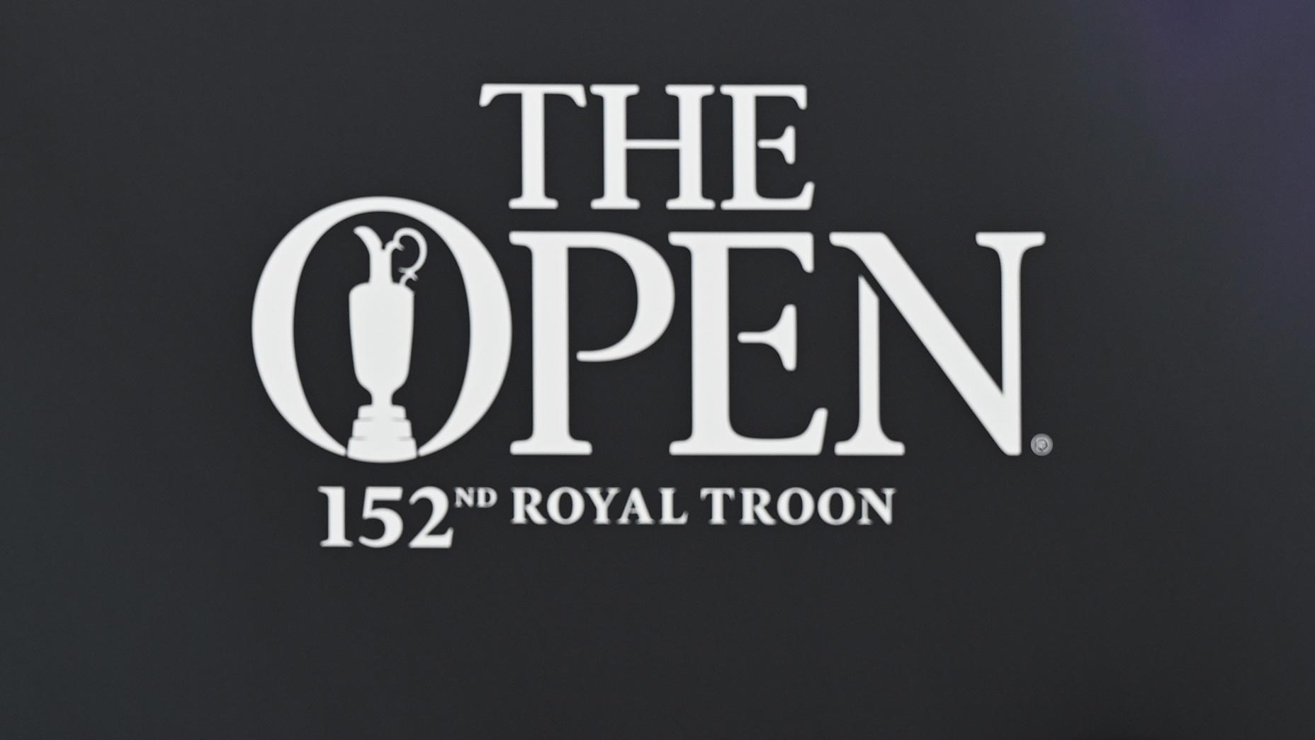 A 2024 Open Championship logo pictured during press conference at Royal Troon