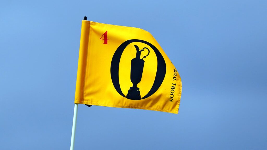 2024 Open Championship flag flaps in wind on 4th hole at Royal Troon