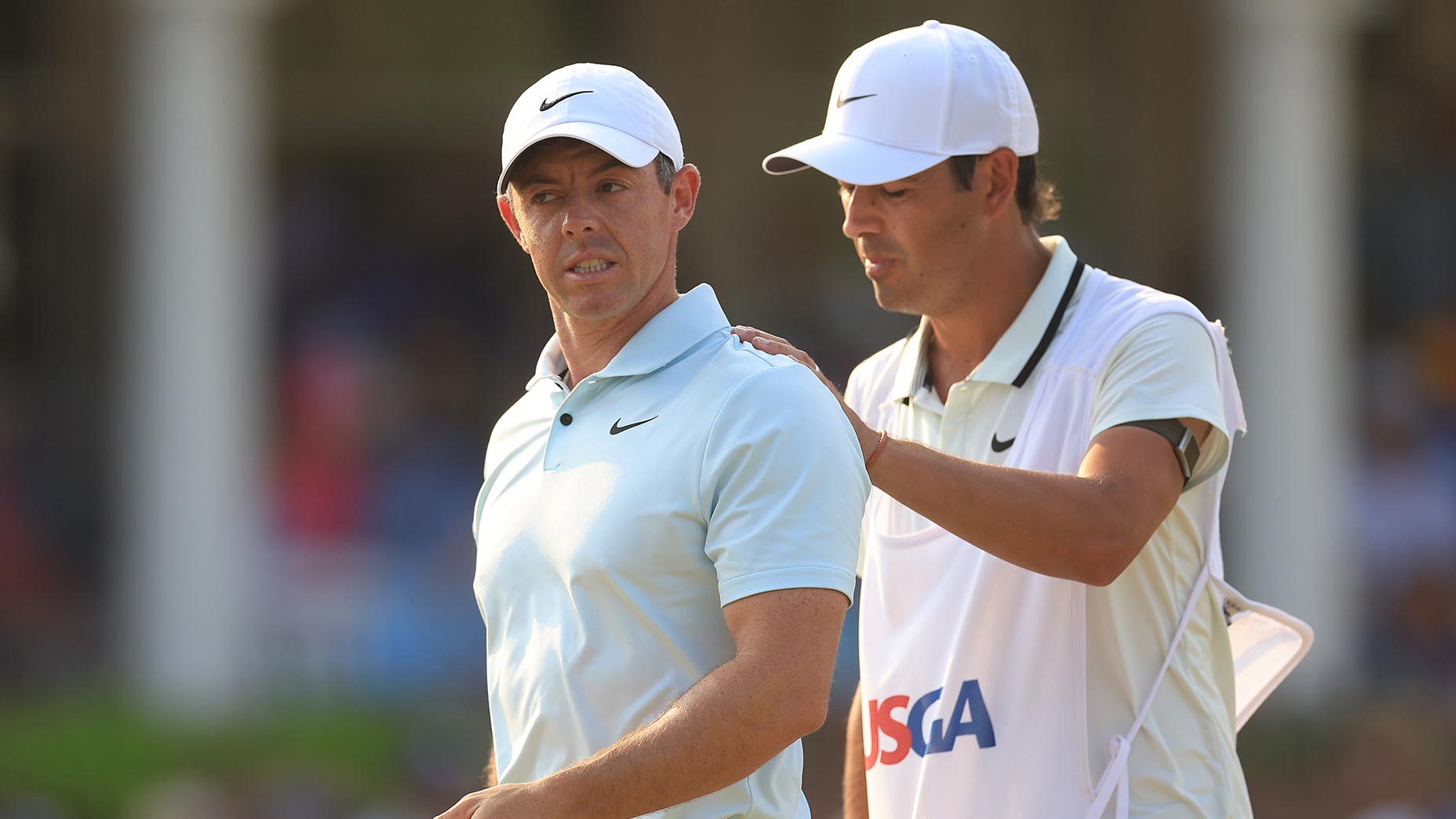 rory mcilroy and harry diamond talk at u.s. open after devastating missed putt.