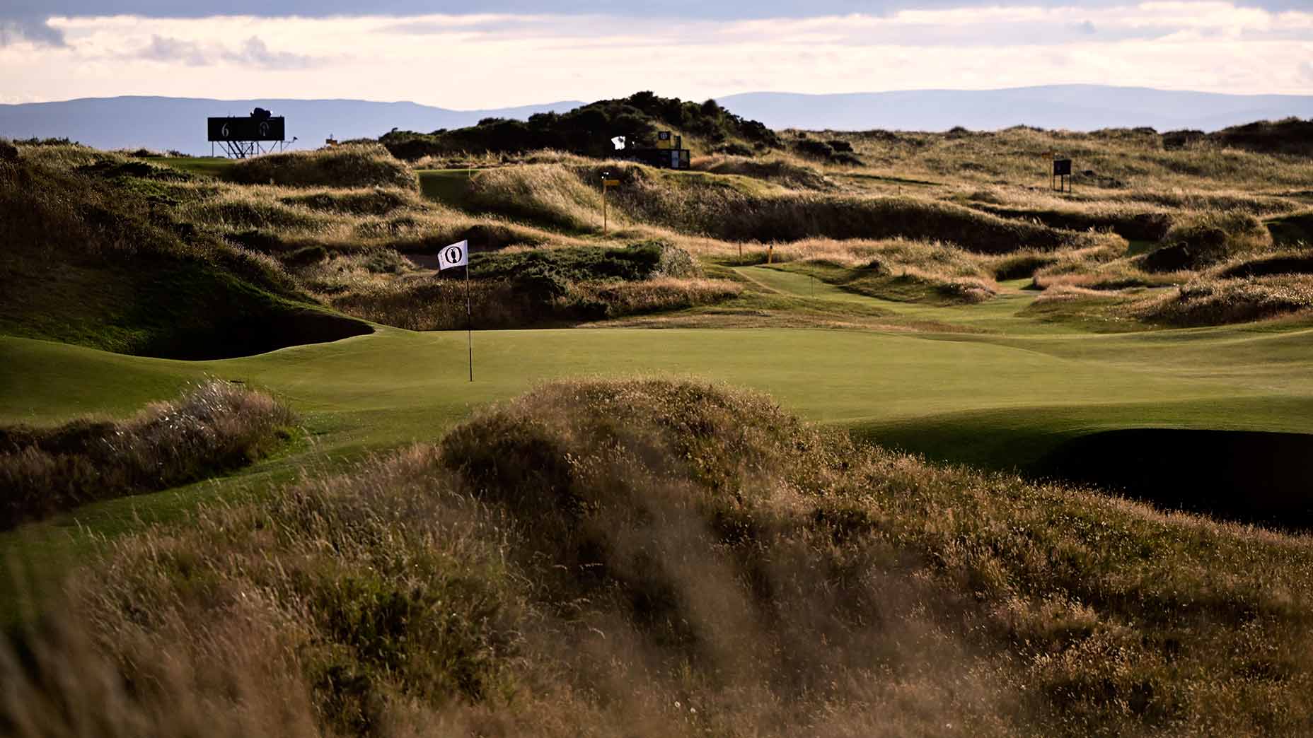 A view of the par-3 8th hole at Royal Troon in Troon, Scotland, host of the 2024 Open Championship.