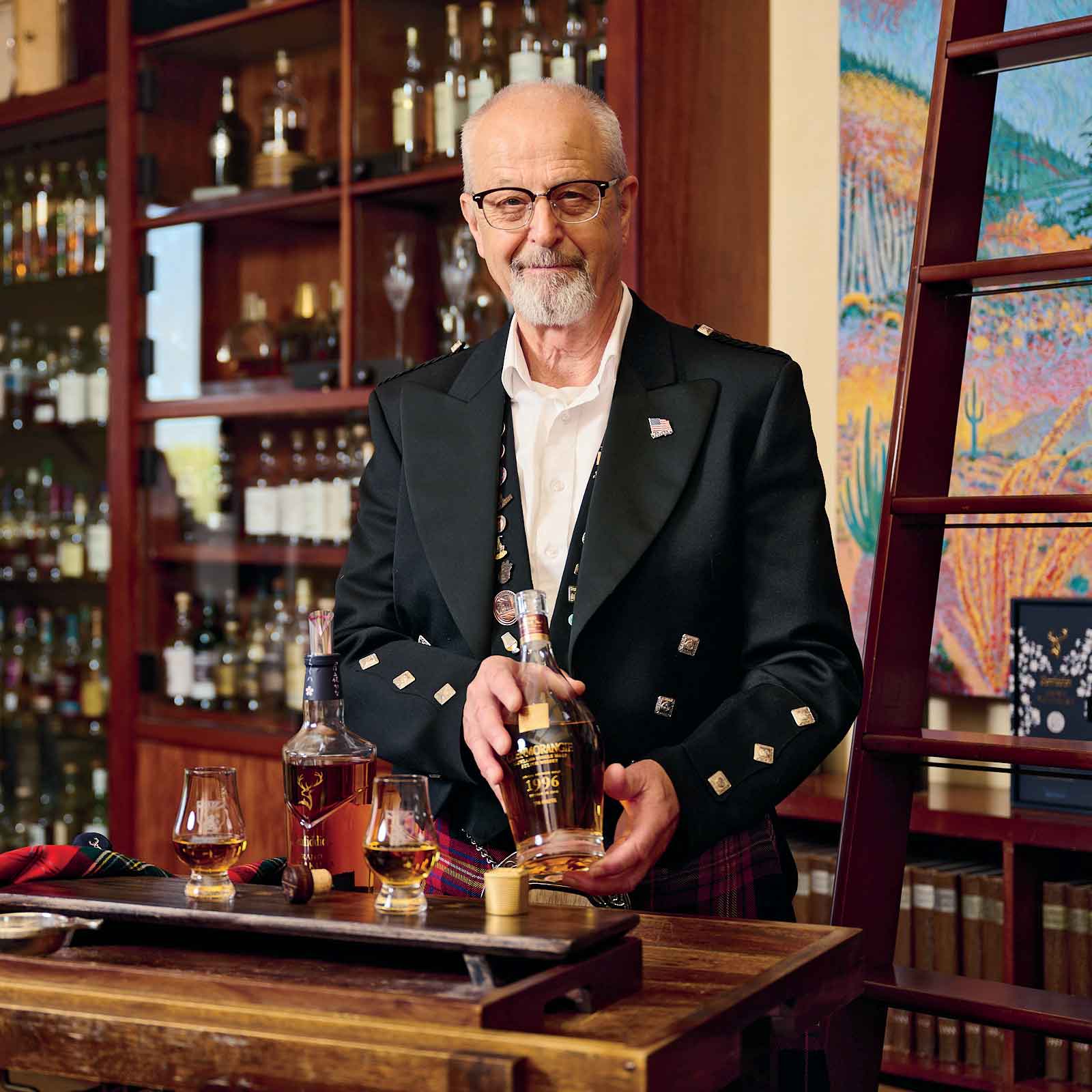 Master of Scotch in residence Guy Sporbert displays a highly considered bottle of Glenmorangie from 1996 ($1,000