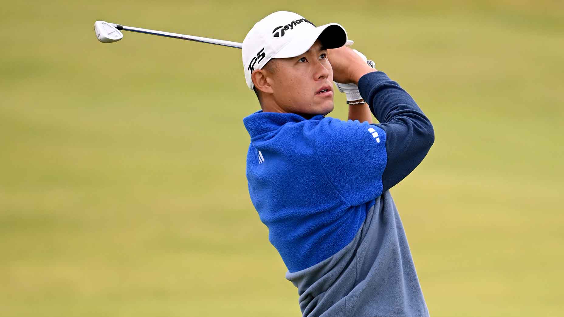 Collin Morikawa of the United States plays his second shot on the 15th hole during the fourth day of The 152nd Open Championship at Royal Troon on July 21, 2024 in Troon, Scotland.