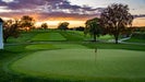 Sunset photo of the 2nd green of the Philadelphia Cricket Club's Wissahickon Course