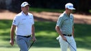 Sepp Straka of Austria and J.T. Poston of the United States walk during a practice round prior to the 2024 Masters Tournament at Augusta National Golf Club on April 08, 2024 in Augusta, Georgia.
