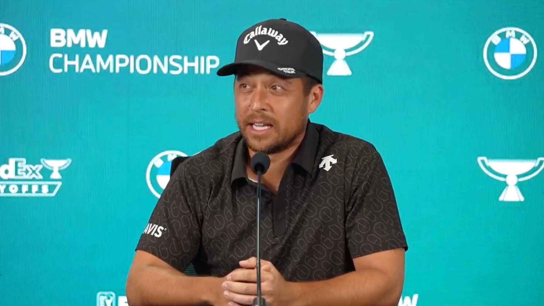 Golfer Xander Schauffele talks to the media ahead of this week's 2024 BMW Championship.