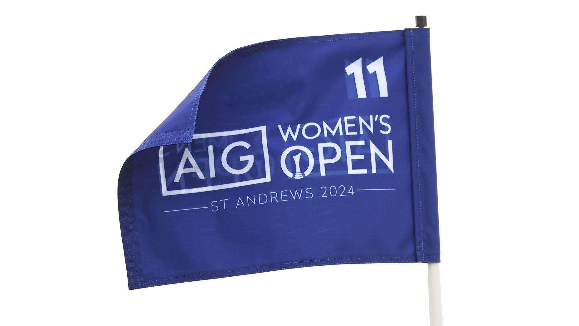 Bendera AIG Women's Open 2024 terlihat di St. Andrews Old Course.