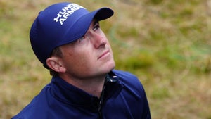 Jordan Spieth after his round on the 18th during day two of The Open at Royal Troon