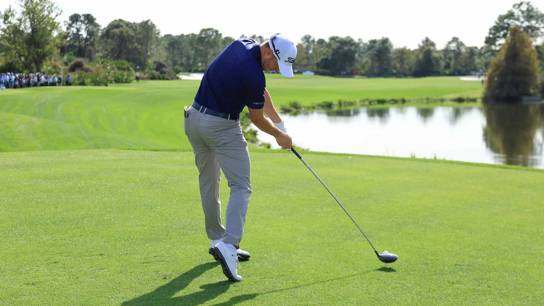 pro golfer justin thomas swings during the 2024 pnc championship