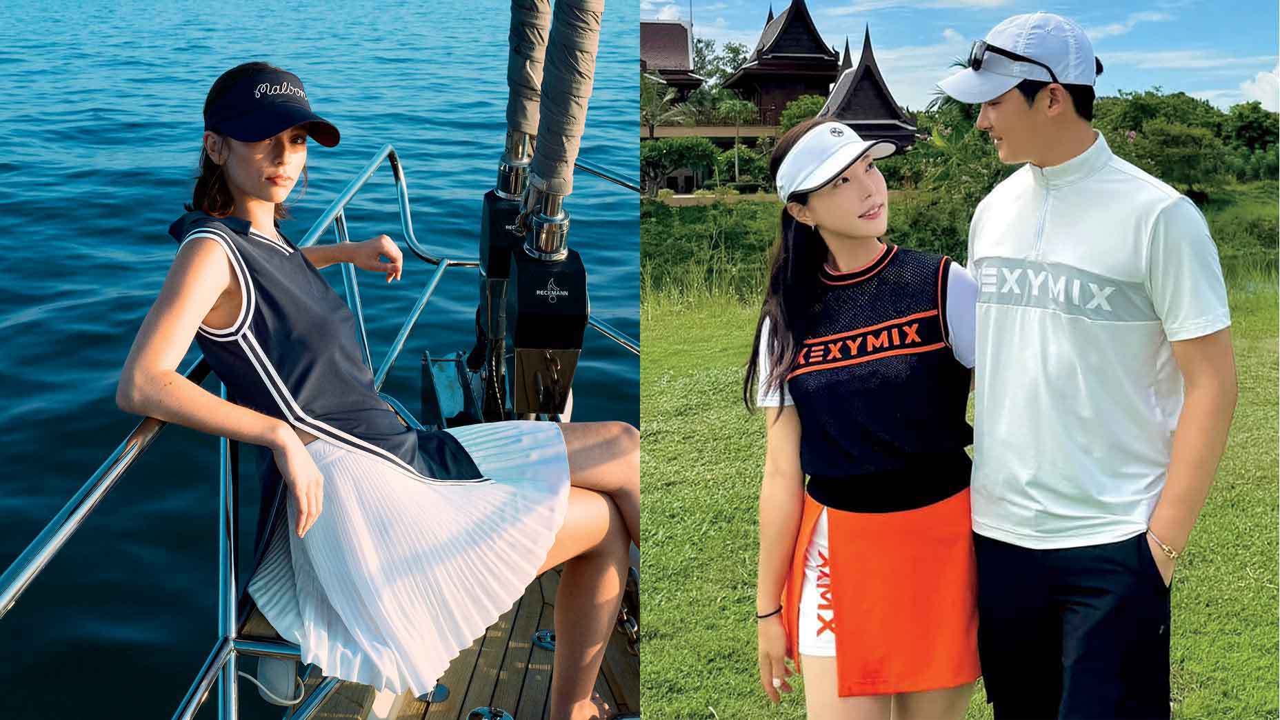 Outfits by Malbon Golf (left) and XexyMix (right).