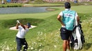 Hideki matsuyama hits shot at le golf national during 2024 olympics