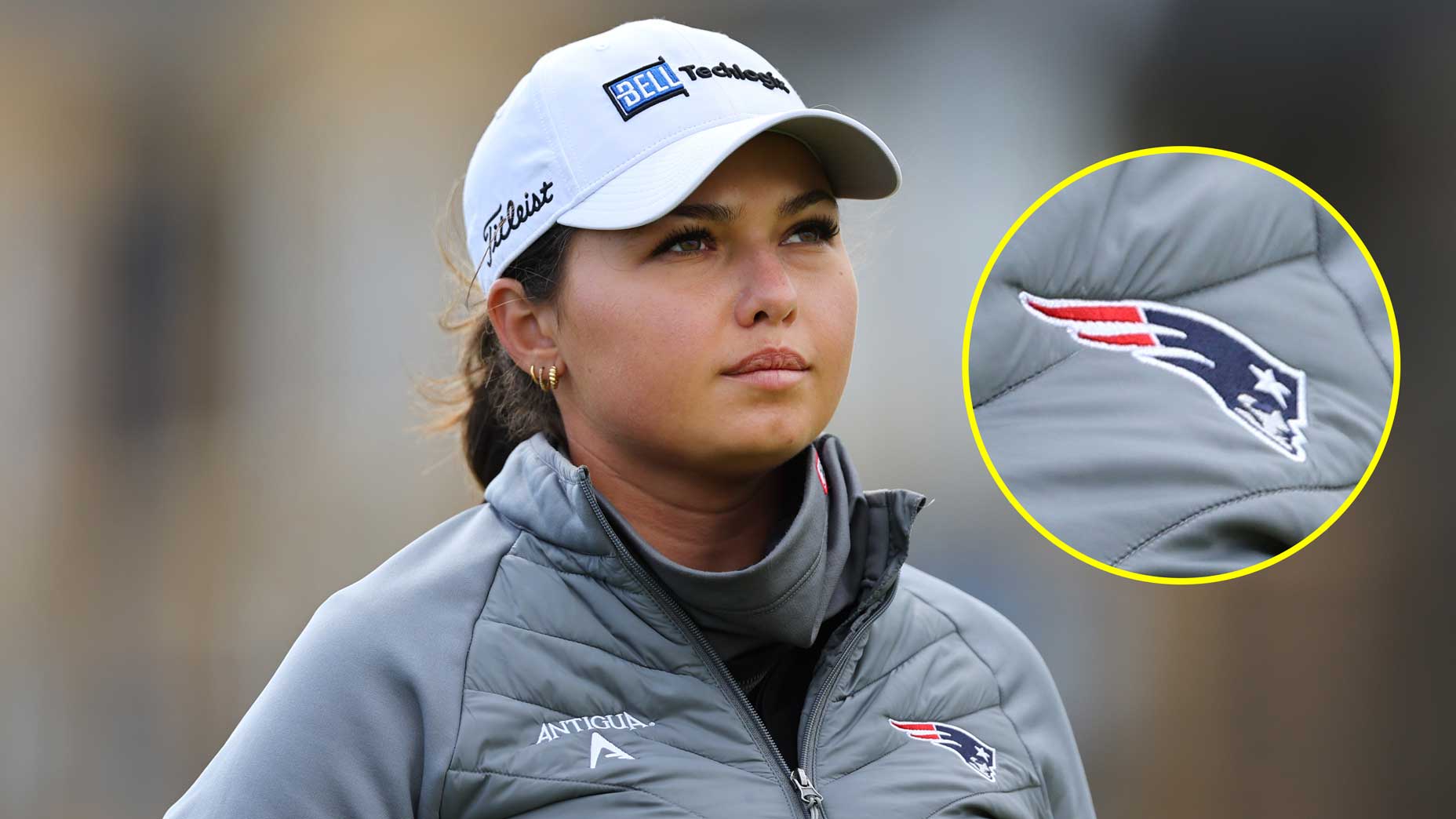 She’s contending in St. Andrews. And sponsored by the New England Patriots?