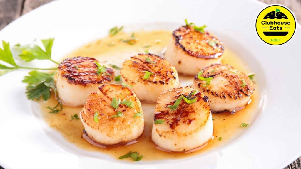 A plate of seared scallops