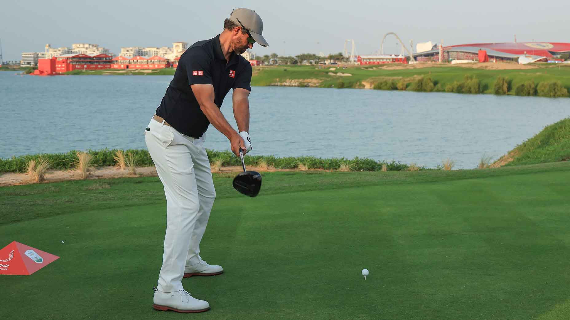 A down-the-line view of Adam Scott's swing from the 2022 Abu Dhabi HSBC Championship.