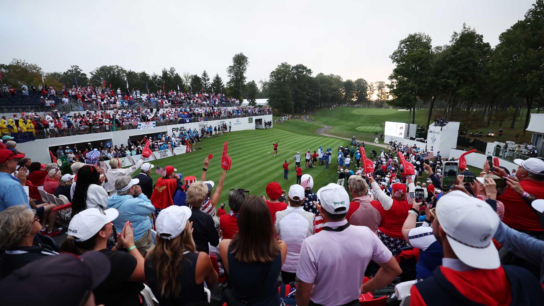 It was difficult for golf fans to get to the Solheim Cup, but for Lauren Coughlin (pictured here no. 1), the stands filled up in time.