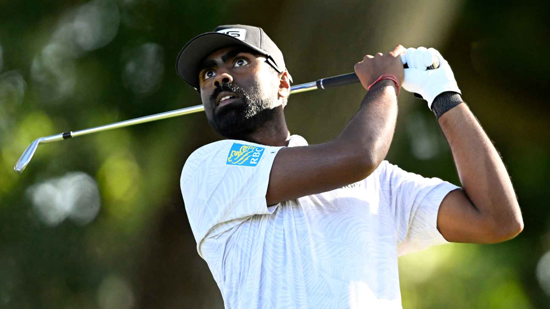 Sahith Theegala of the United States plays his shot from the 17th tee during the second round of the Procore Championship 2024 at Silverado Resort on September 13, 2024 in Napa, California.