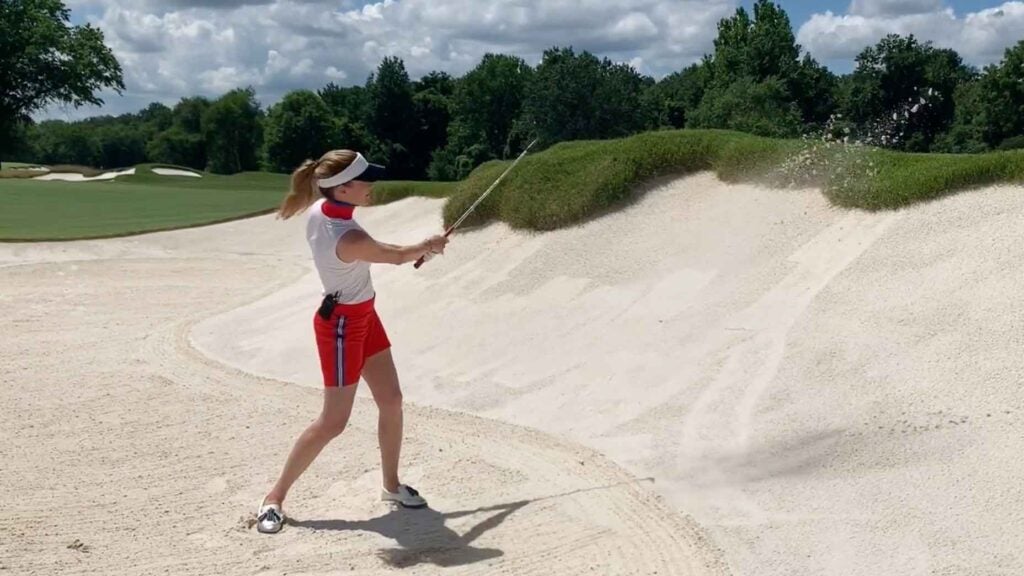 Trillium Rose demonstrates a bunker shot