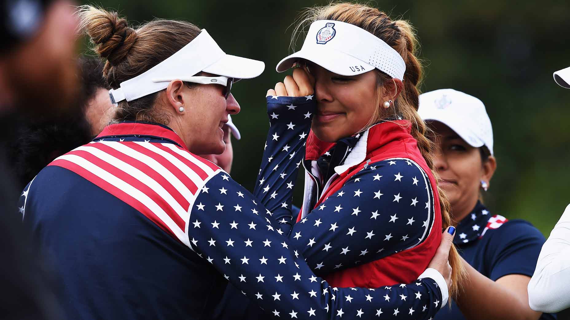 alison lee cries during the solheim cup 2015