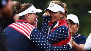 alison lee cries during the 2015 solheim cup