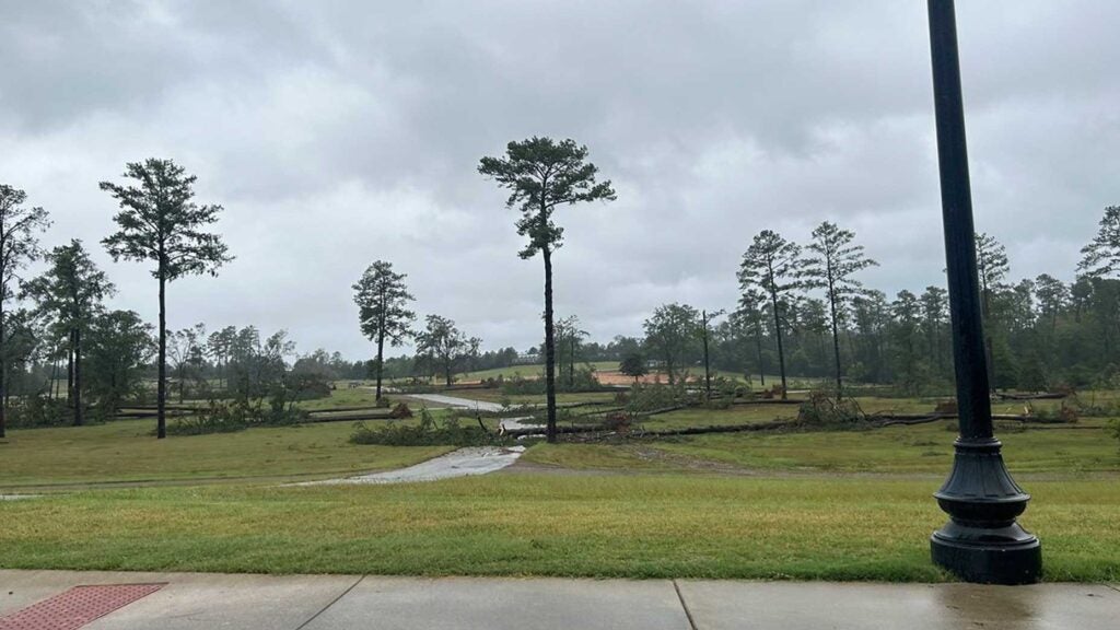 trees down at Augusta National in Georgia after Hurricane Helene.