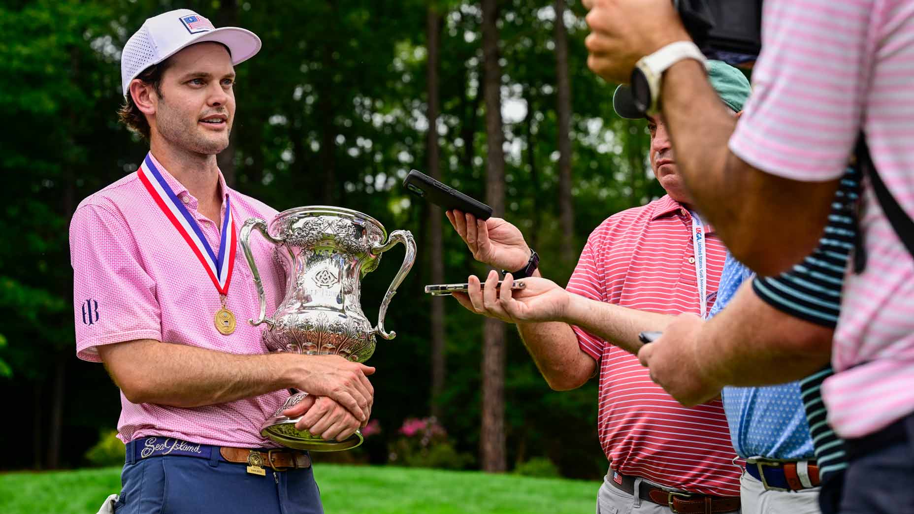 evan beck is interviewed after winning the 2024 u.s. mid-am