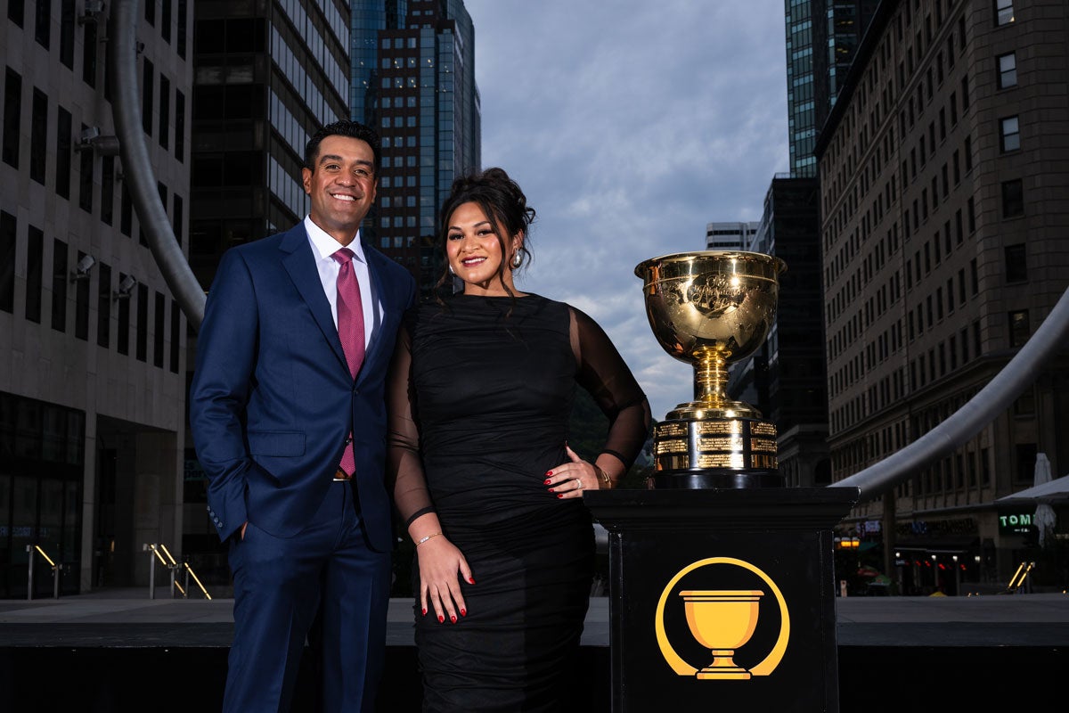 Layna and Tony Finau at the Presidents Cup gala