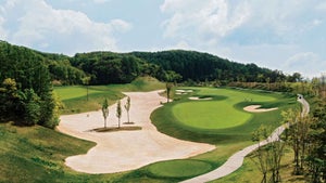 A puzzle-piece par 3 at Bear Creek GC.