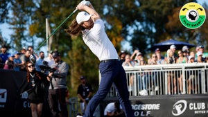 kyle berkshire hits a driver during the 2023 world long drive championship