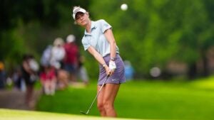 nelly korda hits a chip shot during the 2024 kpmg women's pga