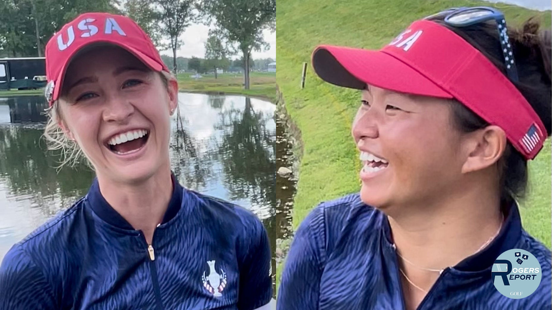 Nelly Korda and Megan Khang after winning their afternoon match