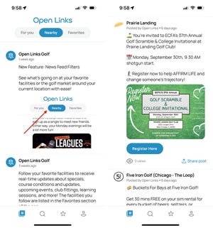 Screenshots of the Open Links golf app