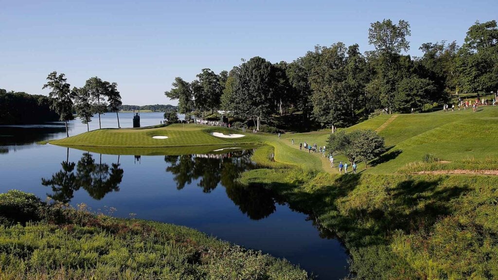 The par-3 11th hole at Robert Trent Jones Golf Club, in Virginia.