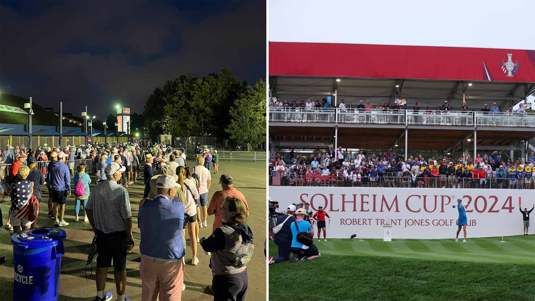 fans wait for the buses / grandstands to open the solheim cup shots