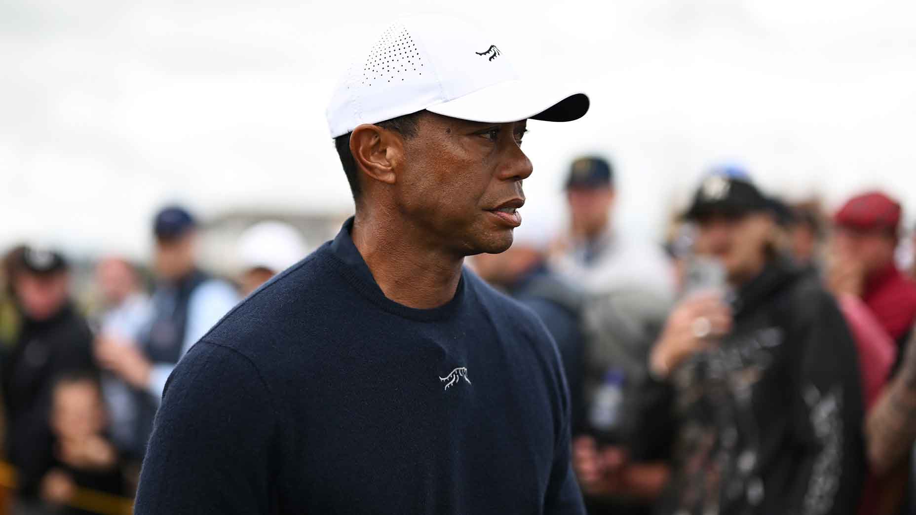 Tiger Woods of the United States tees off on the 17th hole during the second day of The 152nd Open Championship at Royal Troon on July 19, 2024 in Troon, Scotland.