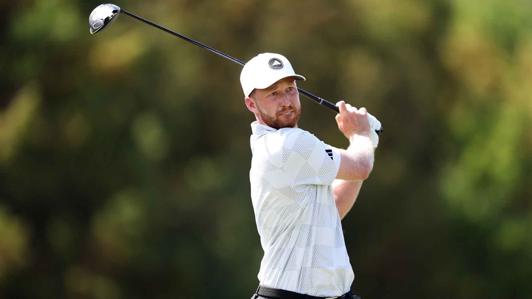 Daniel Berger of the United States plays his shot from the third tee during the final round of the Sanderson Farms Championship 2024 at the Country Club of Jackson on October 06, 2024 in Jackson, Mississippi.