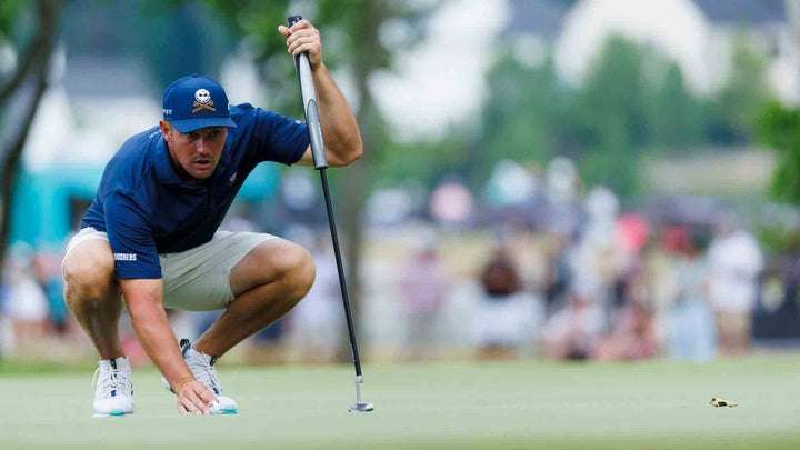 Bryson DeChambeau has to hit putter off tee, then hits it 282 yards: WATCH