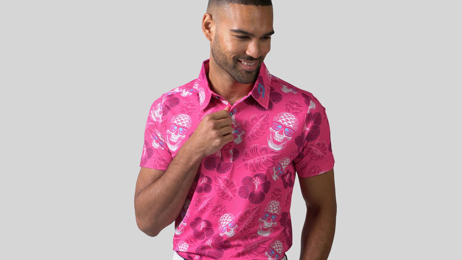 Pineapple Skullz 2.0 Polo in Pink