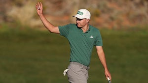 Matt McCarty reacts after making a putt at the Black Desert Championship.