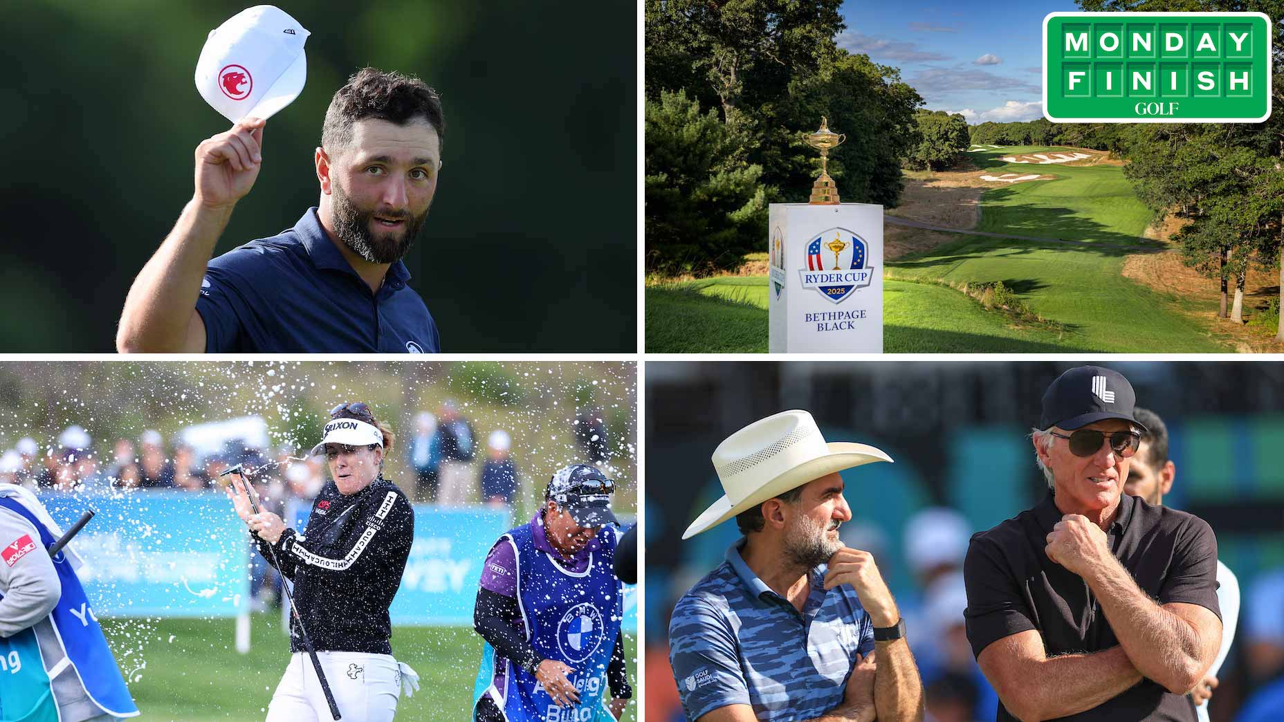 Jon Rahm, Bethpage Black, Greg Norman, Yasir Al-Rumayyan Hannah Green