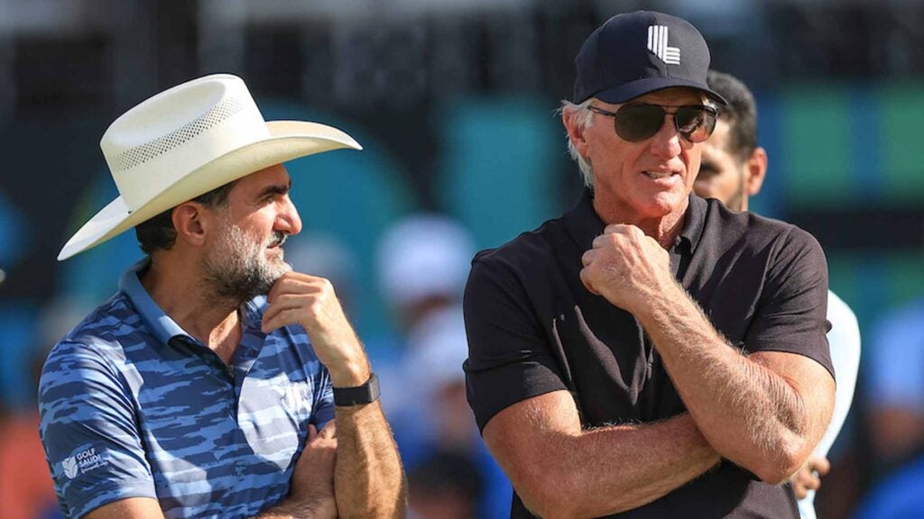 Yasir Al-Rumayyan and Greg Norman.