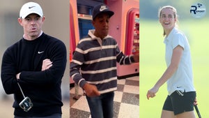 Three images of Rory McIlroy, Tony Finau and Caitlin Clark.