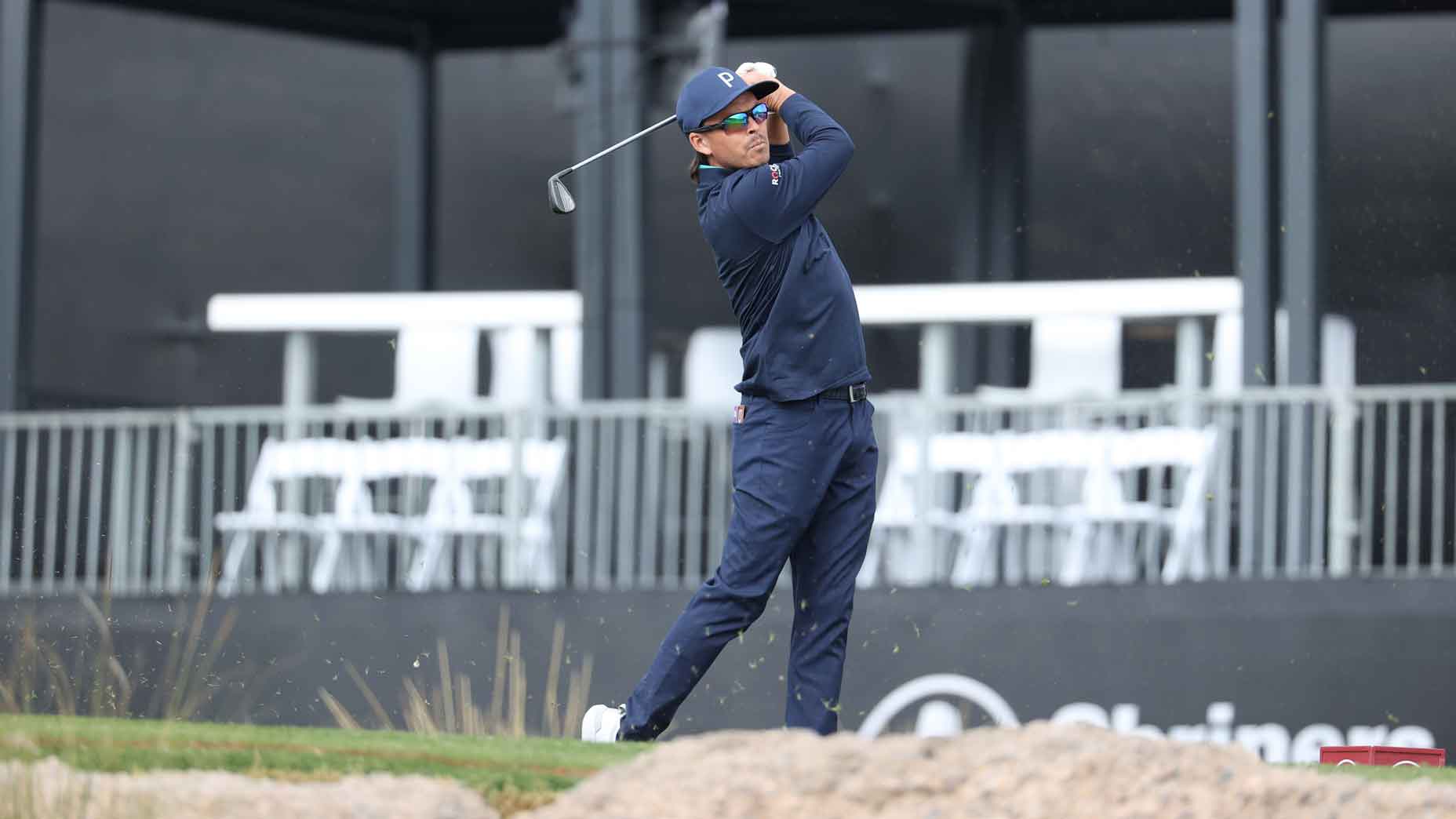 Rickie Fowler of the United States plays his shot from the 17th tee during the second round of the Shriners Children's Open 2024 at TPC Summerlin on October 19, 2024 in Las Vegas, Nevada.