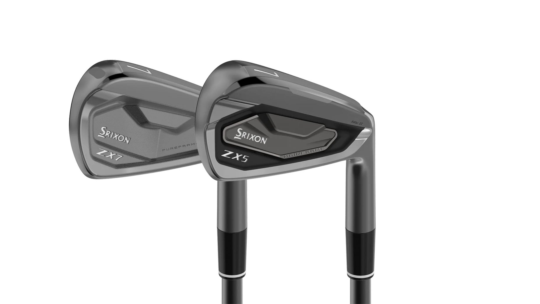 Two Srixon ZX MKII irons on white background