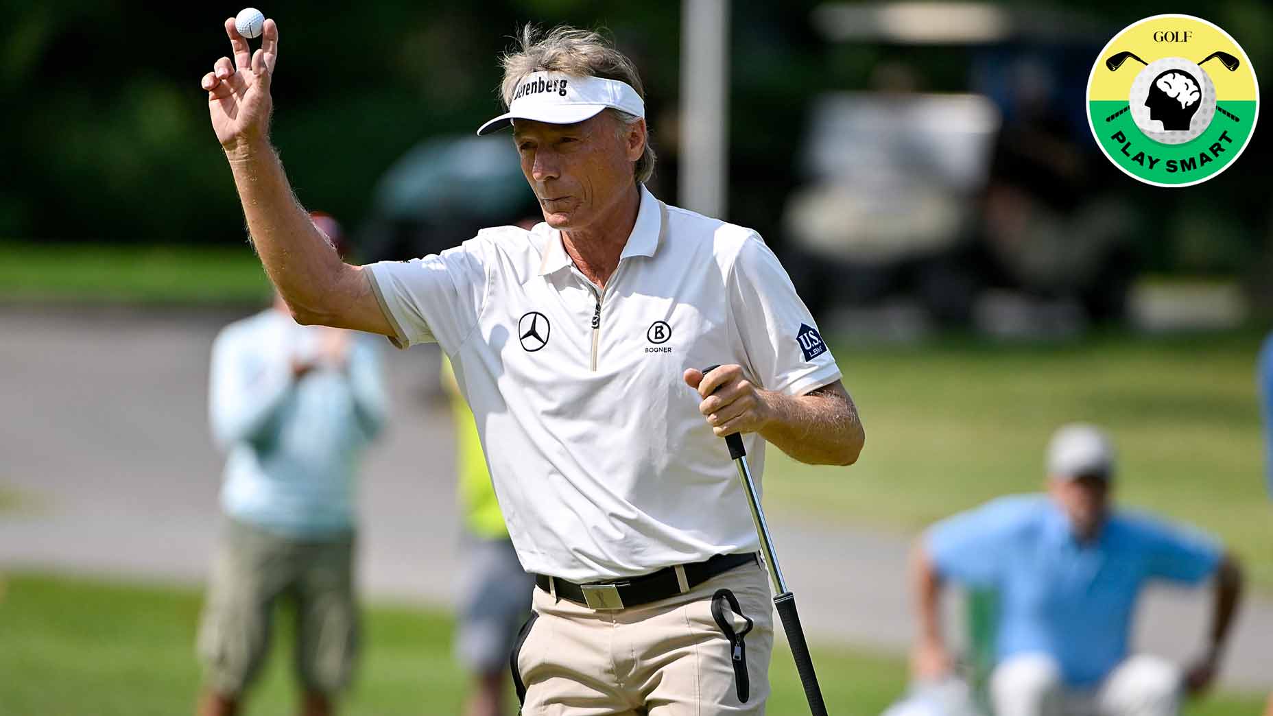 bernhard langer waves to the crowd after making a birdie during the 2024 ascension charity classic