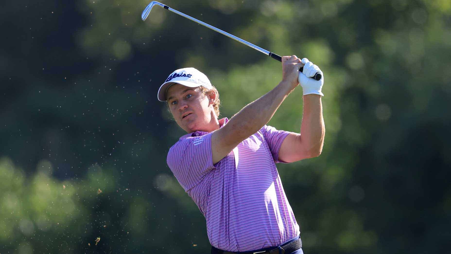 Pro golfer Bud Cauley plays his shot from the fourth tee during the first round of the 2024 Sanderson Farms Championship at the Country Club of Jackson.