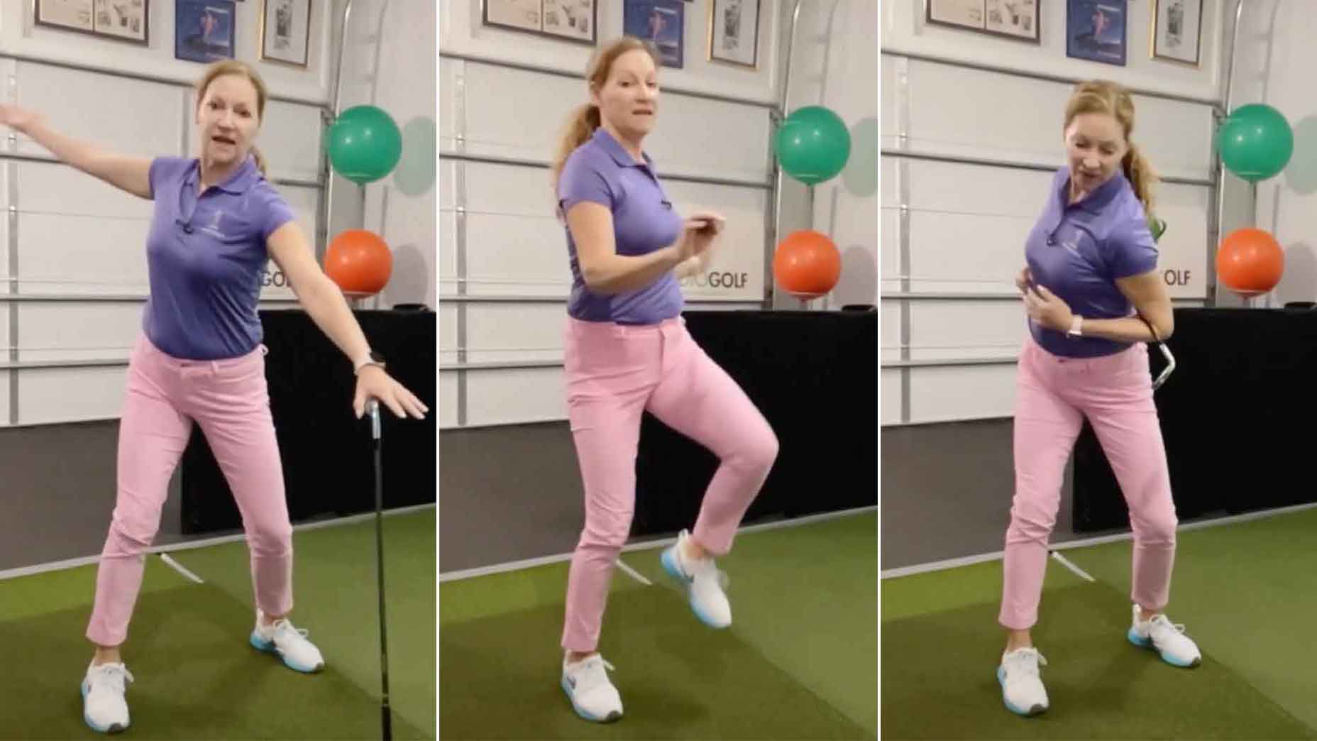 Karen Jansen demonstrates golf warm-up moves