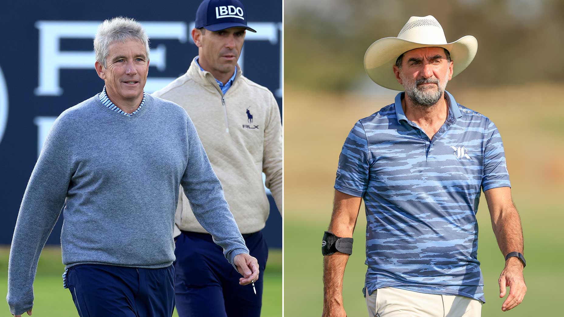 Pictured left: PGA Tour Commissioner Jay Monahan at the 2024 Alfred Dunhill Links Championship. Pictured right: PIF governor Yasir Al-Rumayyan (right)