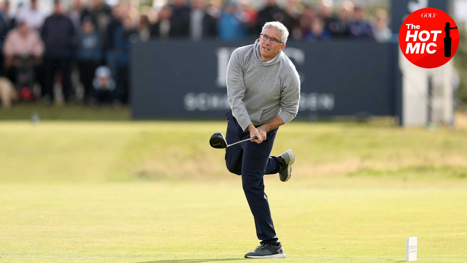 jay monahan holds the driver in the Alfred Dunhill Links Championship at the old course