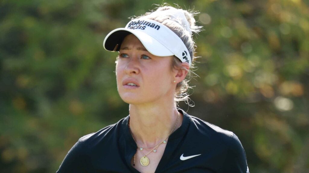 LPGA player Nelly Korda waits on the 8th tee during the third round of the Kroger Queen City Championship